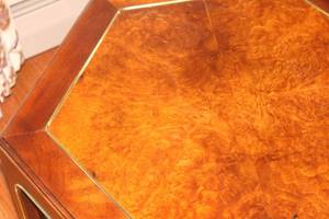 lot 217 image: Hexagonal Wooden Side Table with Brass Inlay