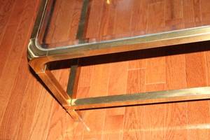 lot 247 image: Glass-Top Brass Frame Coffee Table