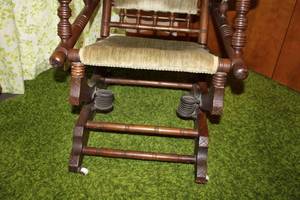 lot 296 image: Antique Wood and Fabric Rocking Chair