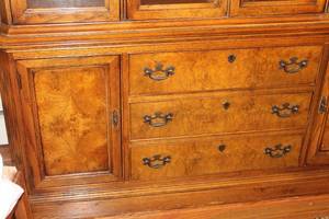 lot A-317 image: Vintage Wooden Hutch with Glass Doors and Drawers