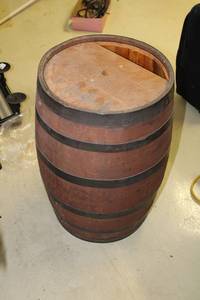 lot B-323 image: Vintage Wooden Barrel - Rustic Decor