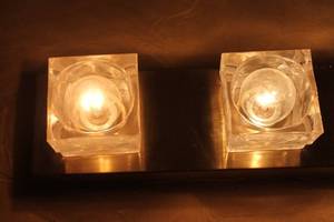 lot 324 image: Modern Four-Light Wall Sconce with Glass Cube Shades