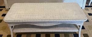 lot 2 image: Wicker Lloyd Loom Coffee Table with Two Side Tables and Wicker Planter