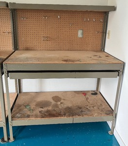 lot 33 image: 2 OF 3 Metal Workbench with Pegboard