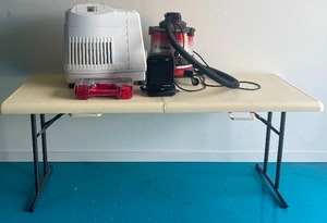 lot 30 image: 6 Plastic Folding Table, Humidifier, Shop-Vac