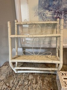 lot 73 image: Five Piece LOT Bathroom Decor - Wicker, Framed and Matted Print by Artist Willem Haenraets