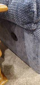 lot 149 image: Overstuffed Blue Reclining Love Seat