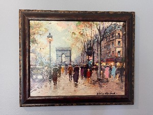 lot 122 image: Antoine Blanchard Litho Print Champs Elysees Framed