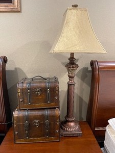 lot 141 image: Table Lamp and Suitcase Decor