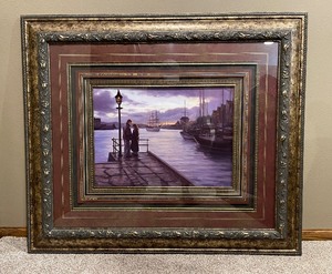 lot 138 image: Ornate Framed Sailboat Artwork