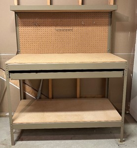 lot 173 image: 3 of 3 Metal Workbench with Pegboard