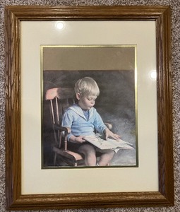 lot 223 image: Framed Print of Boy Reading