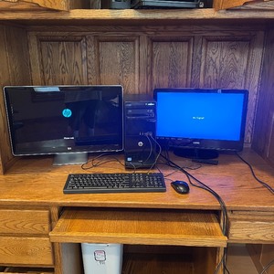 lot 93 image: Electronics LOT - HP Pro Desktop i5-3470 and 24 HP Monitor 21 Vizio Television