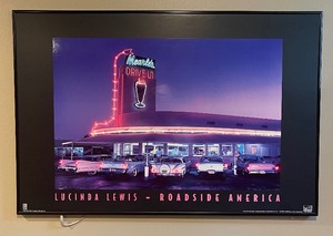 lot 160 image: LED Picture - Mearles Diner Framed Poster Art by Lucinda Lewis 36 x 28 by Lucinda Lewis