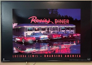 lot 162 image: LED Picture - Rosies Diner Framed Poster Art by Lucinda Lewis 36 x 28 by Lucinda Lewis