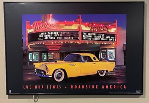 lot 164 image: LED Picture - 1956 Thunderbird Framed Poster Art by Lucinda Lewis 36 x 28 by Lucinda Lewis