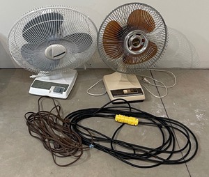 lot 189 image: Two Oscillating Fans with Extension Cords