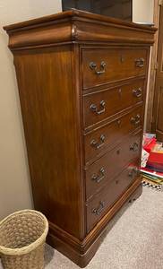 lot 216 image: Tallboy Dresser with Matching Nightstand Like New