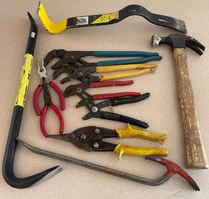 lot 61 image: Eleven Piece LOT - Channel Lock Pliers, Tin Snip, Needle Nose Plier