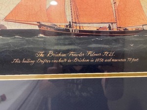 lot 136 image: Framed and Matted Print -  The Brixham Trawler