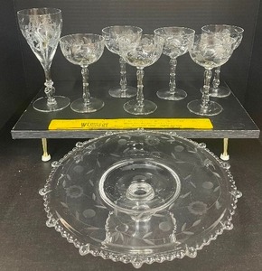 lot 17 image: Cake Plate and Stemware
