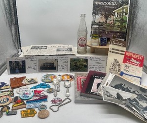 lot 37 image: Large Lot of Various Minnesota Collectible Items Photos, Postcards, Magnets, Spoons, Badges, Books