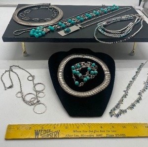 lot 45 image: Fashion Jewelry Lot Silvers and Blues and Turquoise