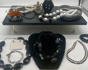 lot 60 image: Black and White Costume Jewelry Lot