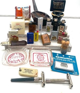 lot 74 image: Lot of Vintage Ashtrays and Lighters