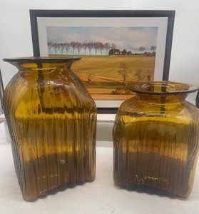 lot 80 image: Amber Glass Canisters and Framed Canvas Print