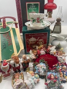 lot 109 image: Ashton Drake Heirloom Ornaments Angels and Santas Cup of Christmas Collection Radio Flyer Mini Sled