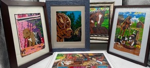 lot 120 image: Lot of 5 Paint By Numbers Pictures Framed