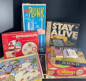 lot 148 image: Large Vintage Game Lot Kerplunk Staying Alive, Spirograph, Aggravation ETC