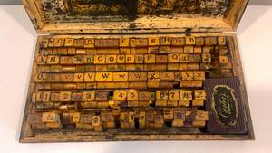 Vintage Fulton Sign Price Chart Marker Rubber and Wood Stamp Kit