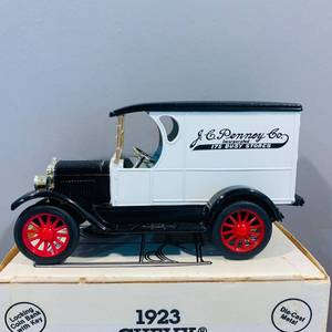 Three Boxed  Branded (J.C. Penneys and The Golden Rule) Diecast Automobile Banks