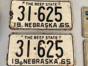 Vintage Nebraska and Texas License Plates