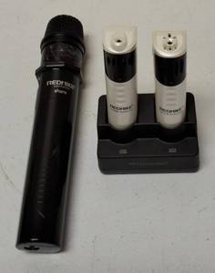 lot 48 image: Vintage Microphones  (2) Lightspeed Microphones w Desk Top Charger   (1) Red Mike Light Speed Share Mic