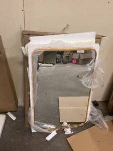 lot 3 image: LuxHomez 20 in. W x 30 in. H Gold Vanity Rectangle Wall Mirror Aluminum Alloy Frame Bathroom Mirror   Customer Returns See Pictures