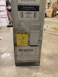 lot 18 image: Vissani 5,000 BTU 115-Volt Portable Air Conditioner for 150 sq. ft. Rooms with Dehumidifier and Remote in White  Customer Returns See Pictures