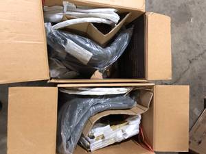 Lot of StyleWell Adenmore Swivel Counter Stool with Charcoal Gray Faux Leather Upholstery and Gold Metal Frame (Set of 3) Customer Returns See Pictures