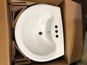 Glacier Bay Shelburne 8.2 in. Pedestal Sink Basin in White Vitreous China  Customer Returns See Pictures