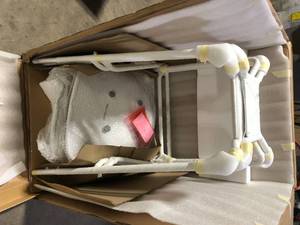 Glamour Home Basil 30 in. White Metal Bar Stool with Plastic Seat 2 (Set of Included)  Customer Returns See Pictures