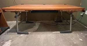 lot 201 image: Adjustable Height Wooden Desk and Side Table