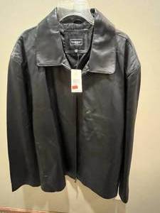 lot 221 image: Haggar Black Leather Jacket - Size XXL