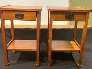 lot 240A image: Pair of Wooden Side Tables with Single Drawer