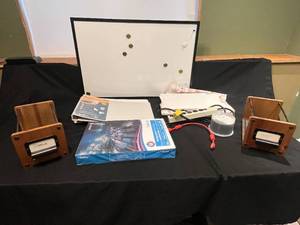 lot 257 image: Office Supplies Bundle Xerox Vitality Printer Paper, Sony DVDR, Wooden File Holders, QuickFit Binders, and Magnetic Dry-Erase Board