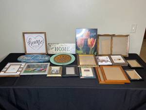 lot 214 image: Assorted Picture Frames and Home Decor Wall Art Lot