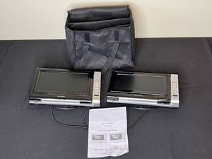 lot 246 image: Audiovox 9 Twin DVD Player PVS72901 with Carrying Bag