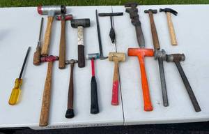 lot 50 image: Lot of Various Hammers, Mallets, and Hand Tools