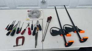 lot 129 image: Assorted Hand Tools and Clamps Lot